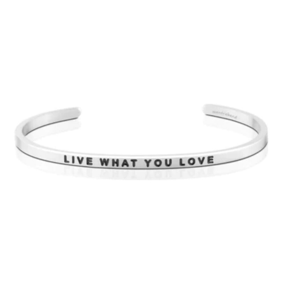New Womens Mantra Brand Live What You Love Silver Cuff Bracelet